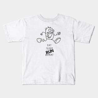 Harvey in Eat Sleep Run Repeat mode Kids T-Shirt